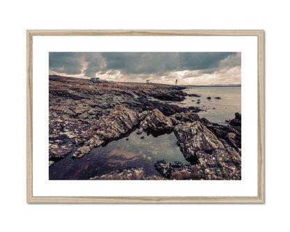 Loch Indaal Islay Winter Framed & Mounted Print 28"x20" / Natural Frame by Wandering Spirits Global