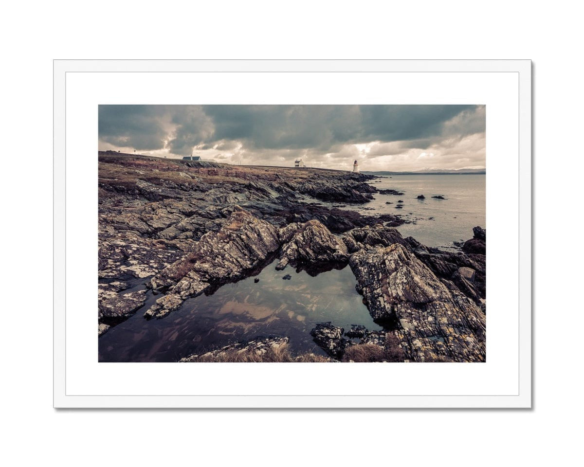 Loch Indaal Islay Winter Framed & Mounted Print 28"x20" / White Frame by Wandering Spirits Global