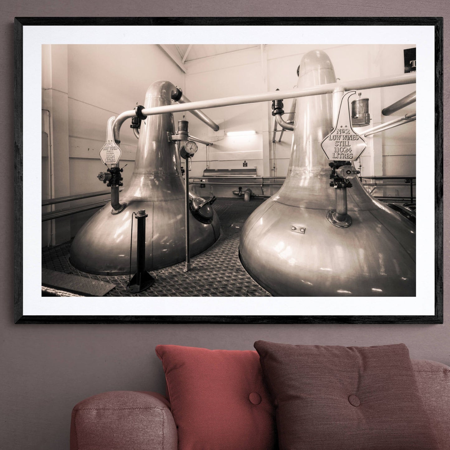 Low Wines 1 and 2 Talisker Golden Toned Framed & Mounted Print 40"x28" / Black Frame