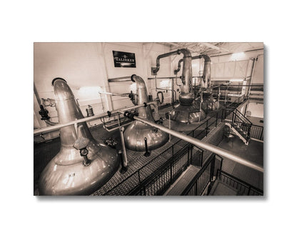 Low Wines and Wash Stills Talisker Golden Toned Premium Canvas 24"x16" / White Wrap by Wandering Spirits Global