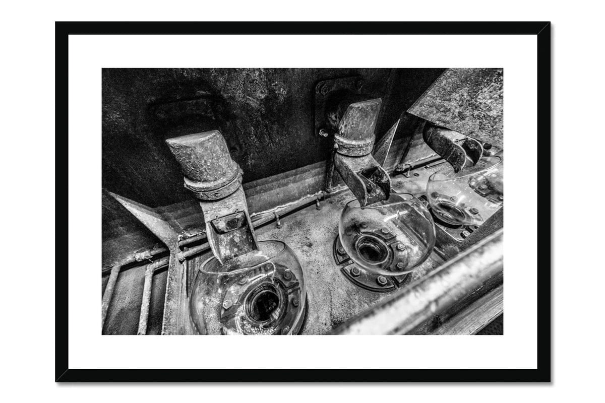 Low Wines Receiver Bowls Black and White Framed & Mounted Print 28"x20" / Black Frame by Wandering Spirits Global