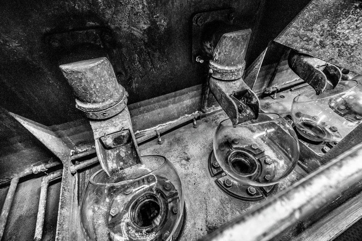 Low Wines Receiver Bowls Black and White Hahnemühle Photo Rag Print by Wandering Spirits Global