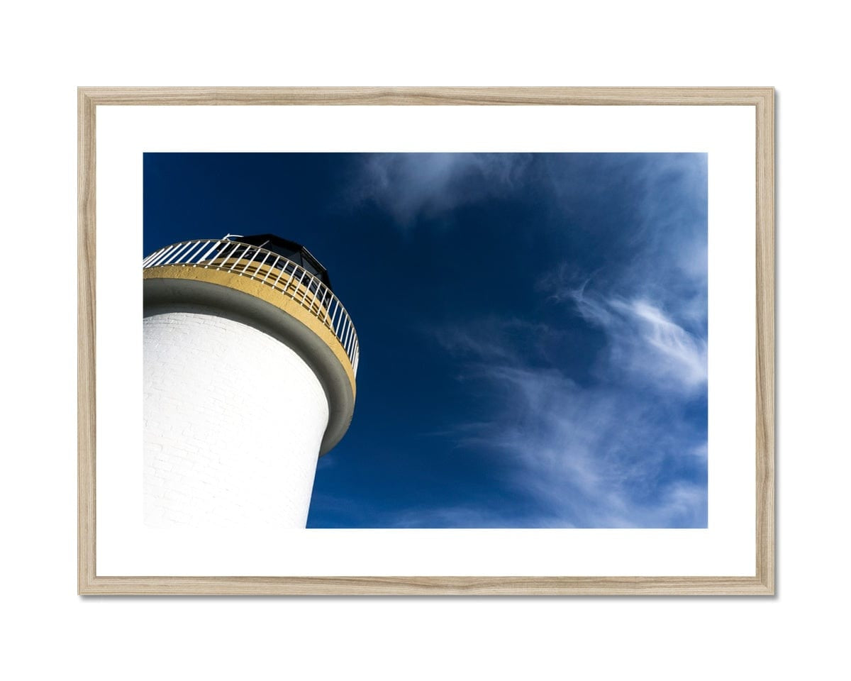 Port Charlotte Lighthouse Framed & Mounted Print 28"x20" / Natural Frame by Wandering Spirits Global