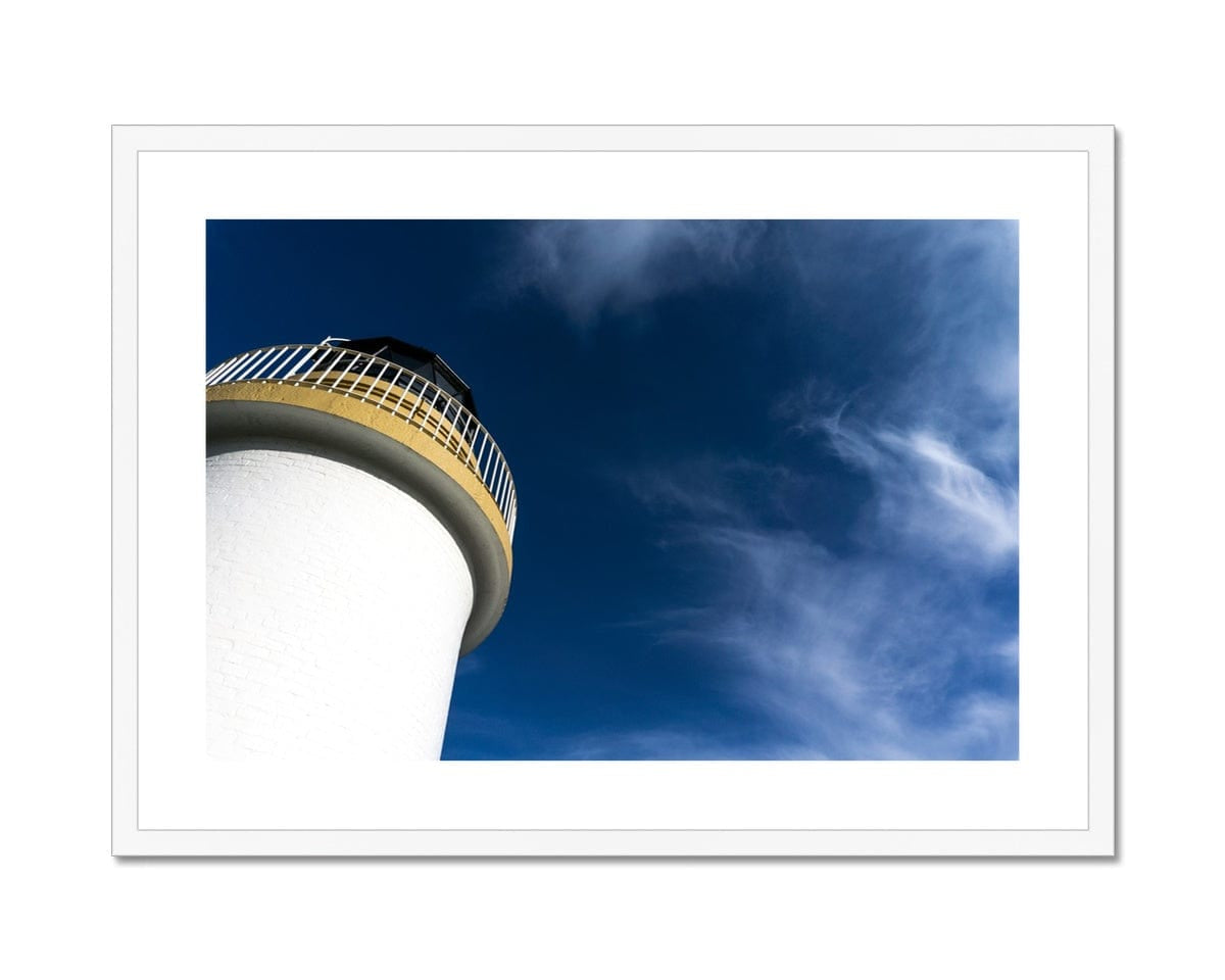 Port Charlotte Lighthouse Framed & Mounted Print 28"x20" / White Frame by Wandering Spirits Global