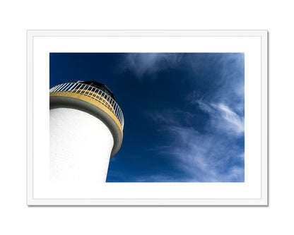 Port Charlotte Lighthouse Framed & Mounted Print 28"x20" / White Frame by Wandering Spirits Global