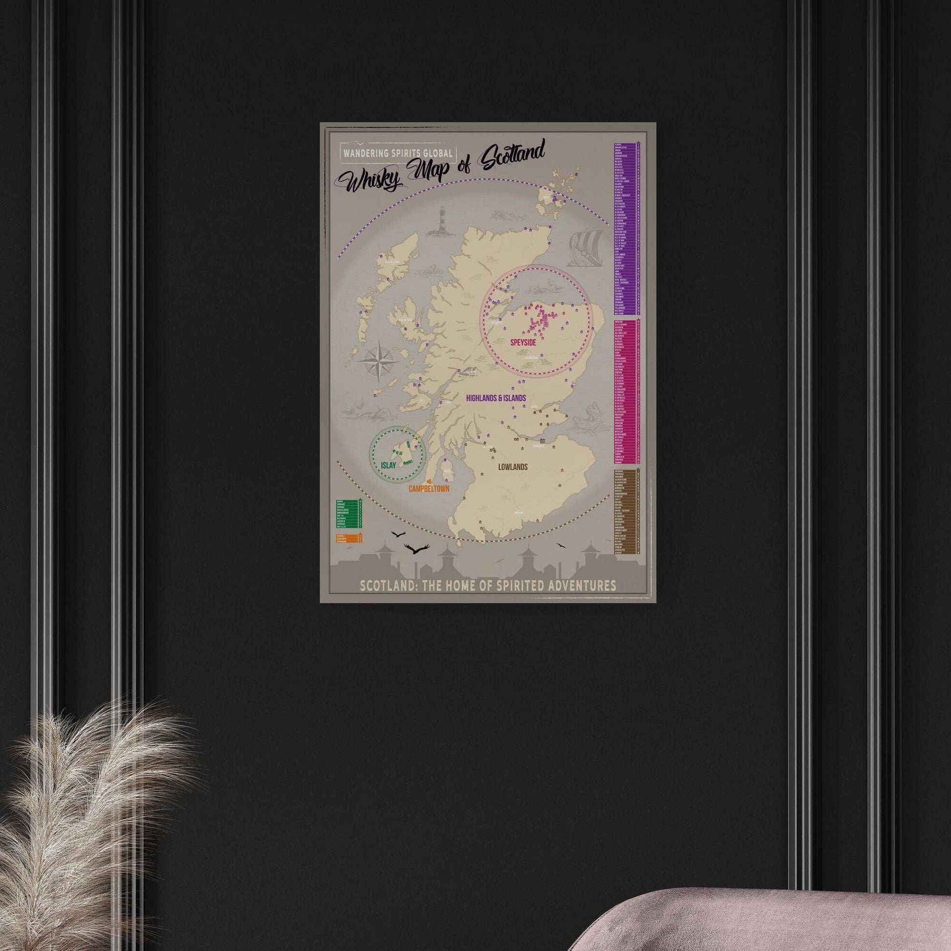 Scotland Distillery Map Art Poster Print 50×70 cm