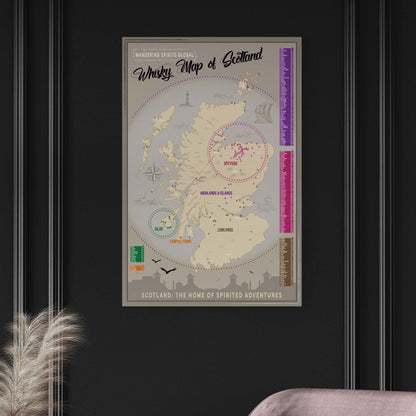 Scotland Distillery Map Art Poster Print 61×91 cm