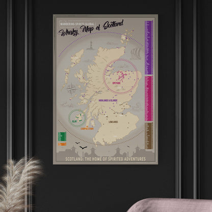 Scotland Distillery Map Art Poster Print 70×100 cm