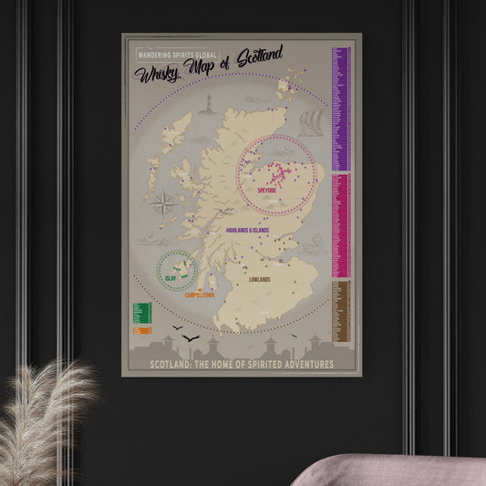 Scotland Distillery Map Art Poster Print 70×100 cm