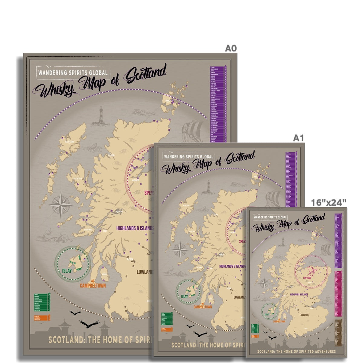Scotland Distillery Map Hahnemühle German Etching Print