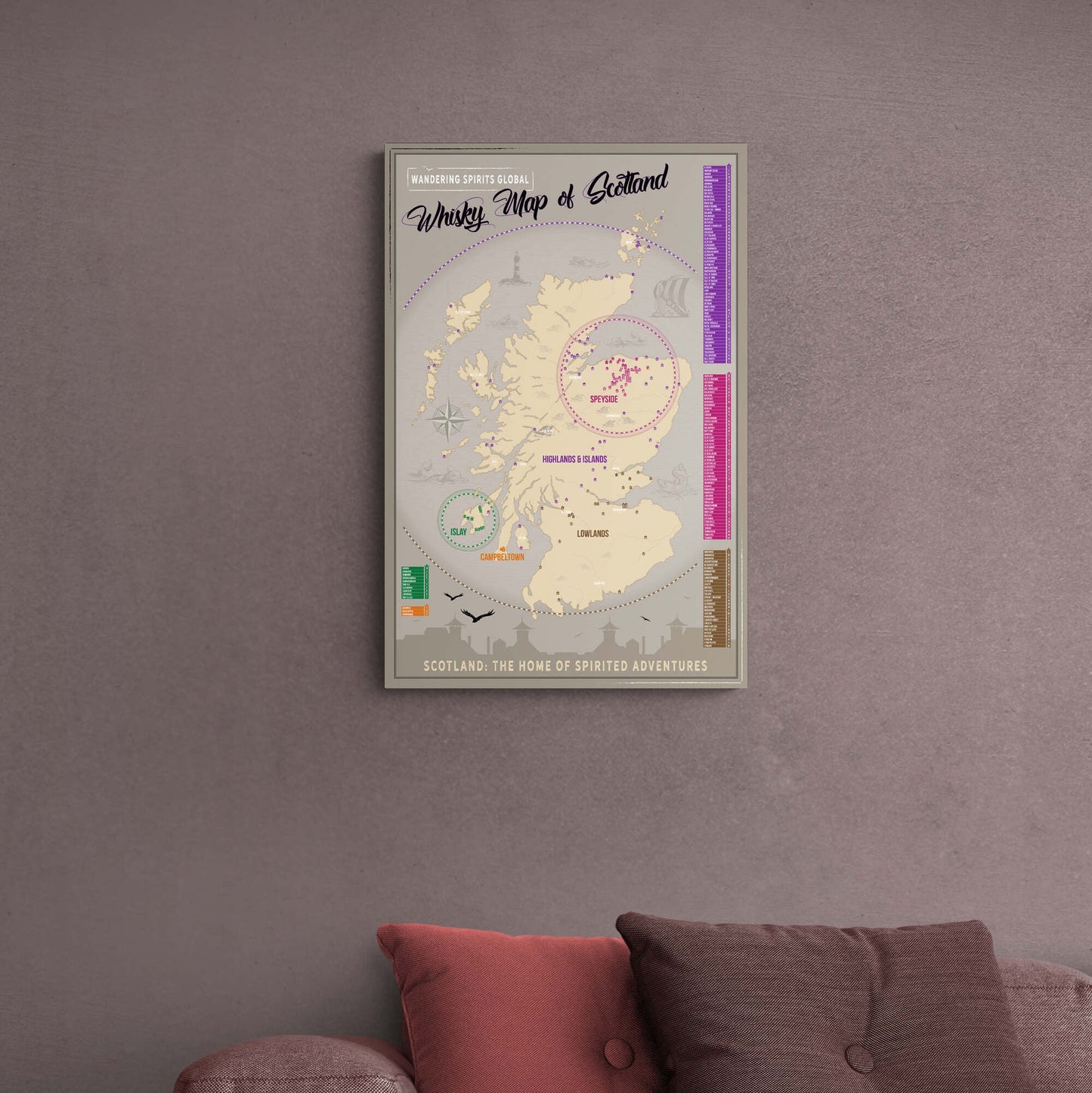 Scotland Distillery Map Hahnemühle German Etching Print 16"x24"