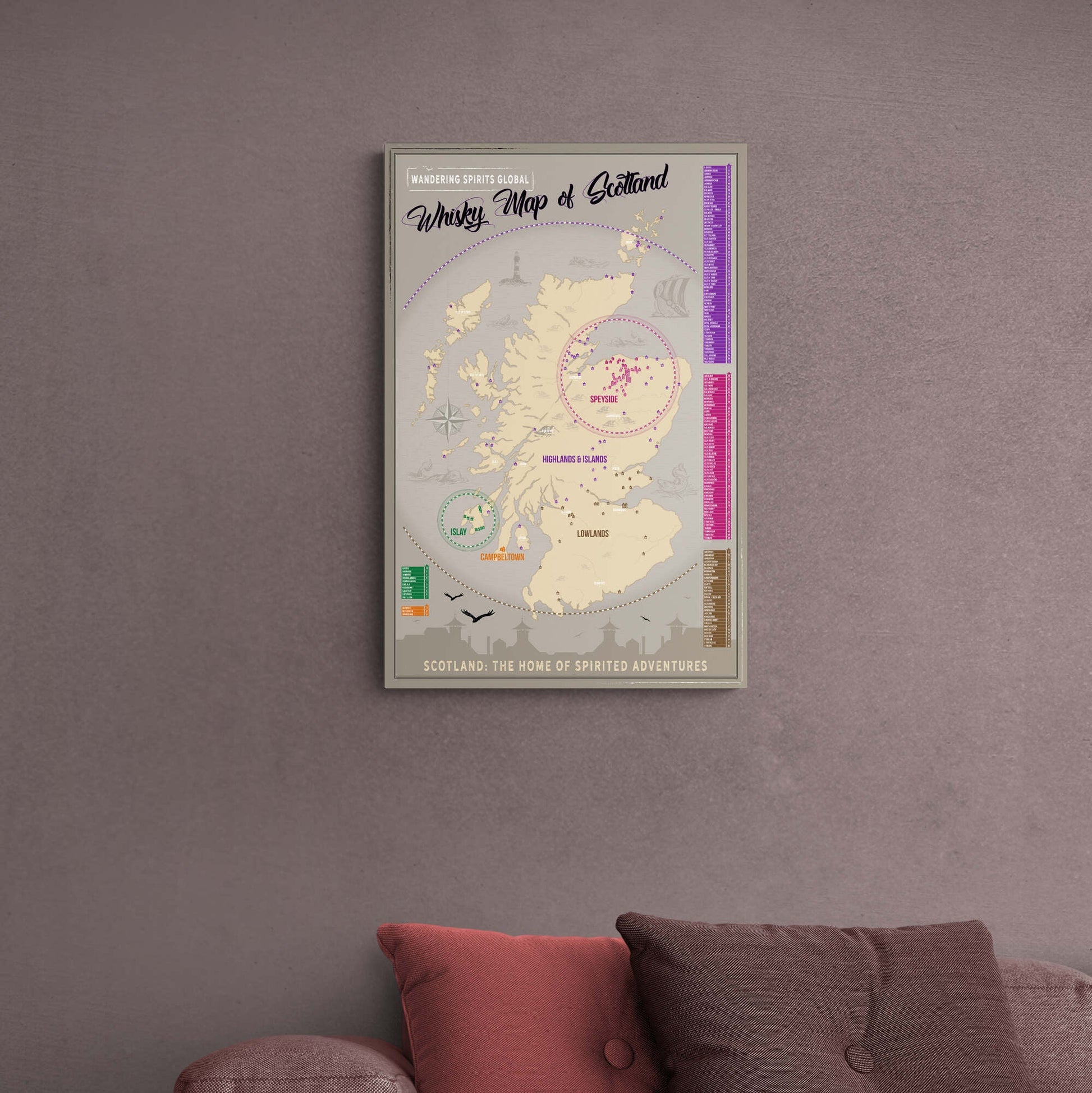 Scotland Distillery Map Hahnemühle German Etching Print 16"x24"