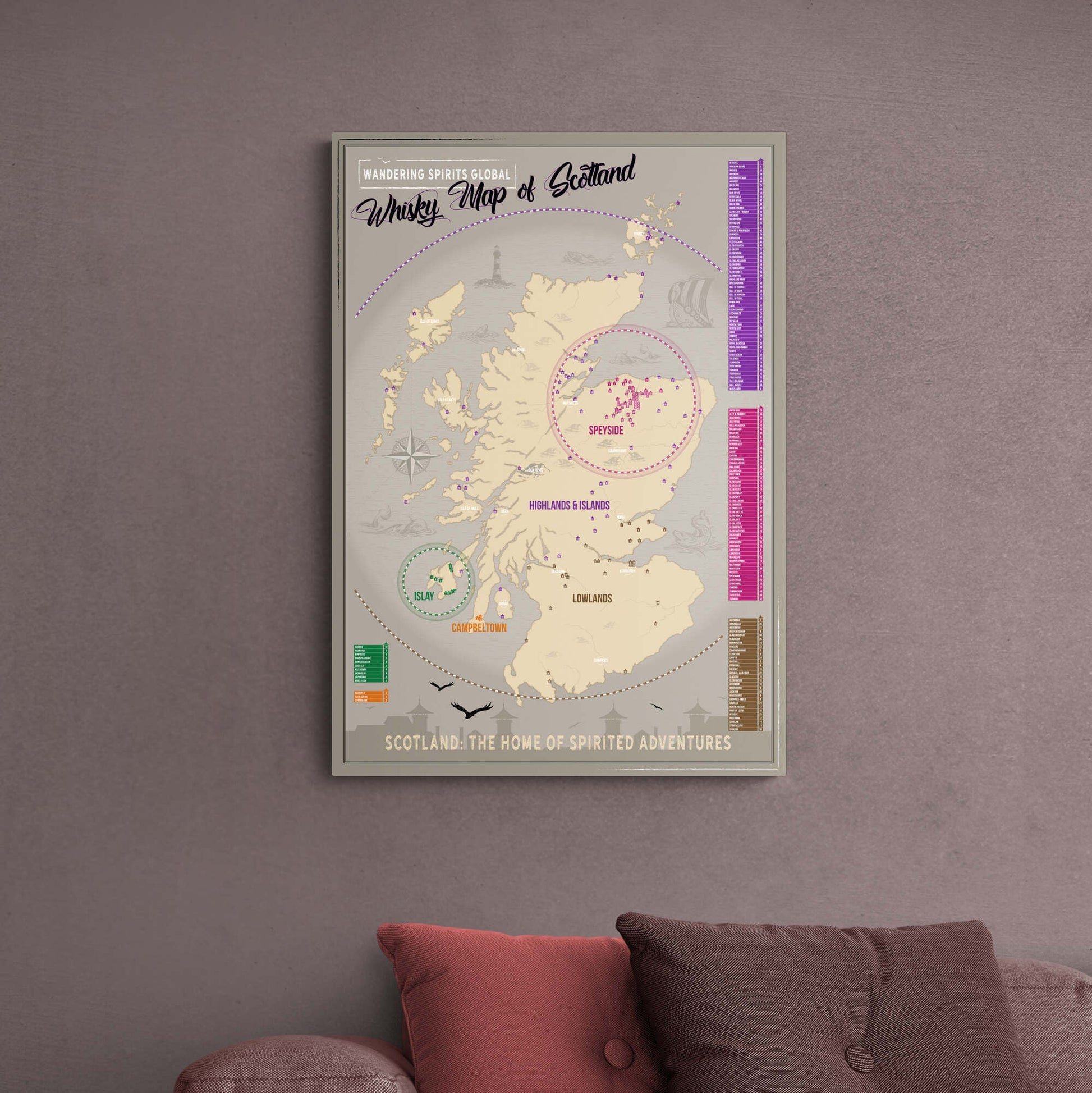 Scotland Distillery Map Hahnemühle German Etching Print 20"x28"