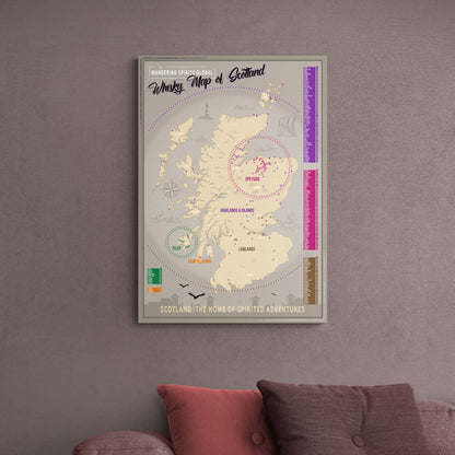 Scotland Distillery Map Hahnemühle German Etching Print 20"x28"