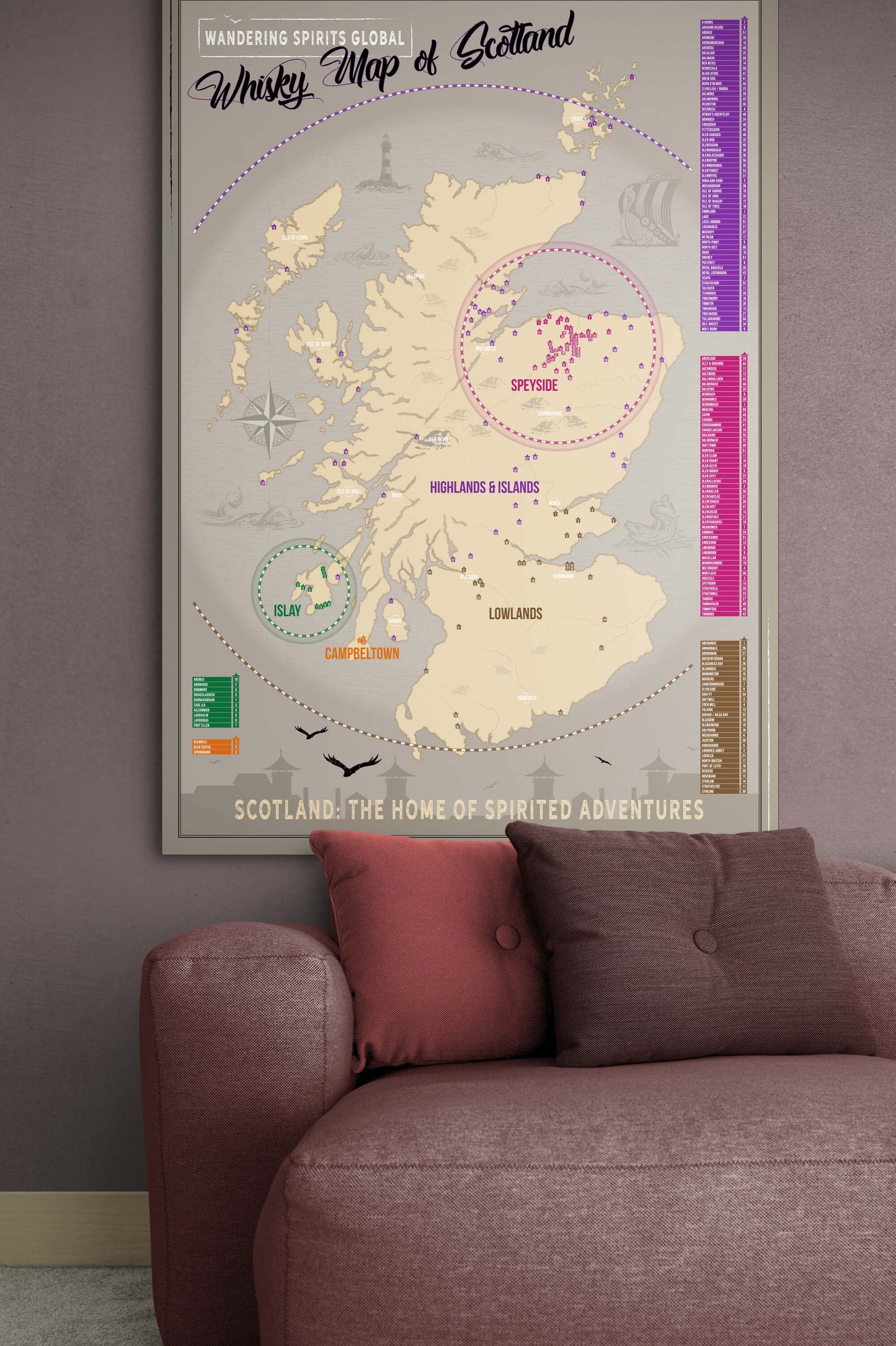 Scotland Distillery Map Hahnemühle German Etching Print A0 Portrait