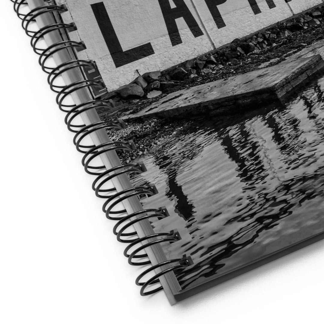 Laphroaig Distillery Black and White Spiral Notebook by Wandering Spirits Global