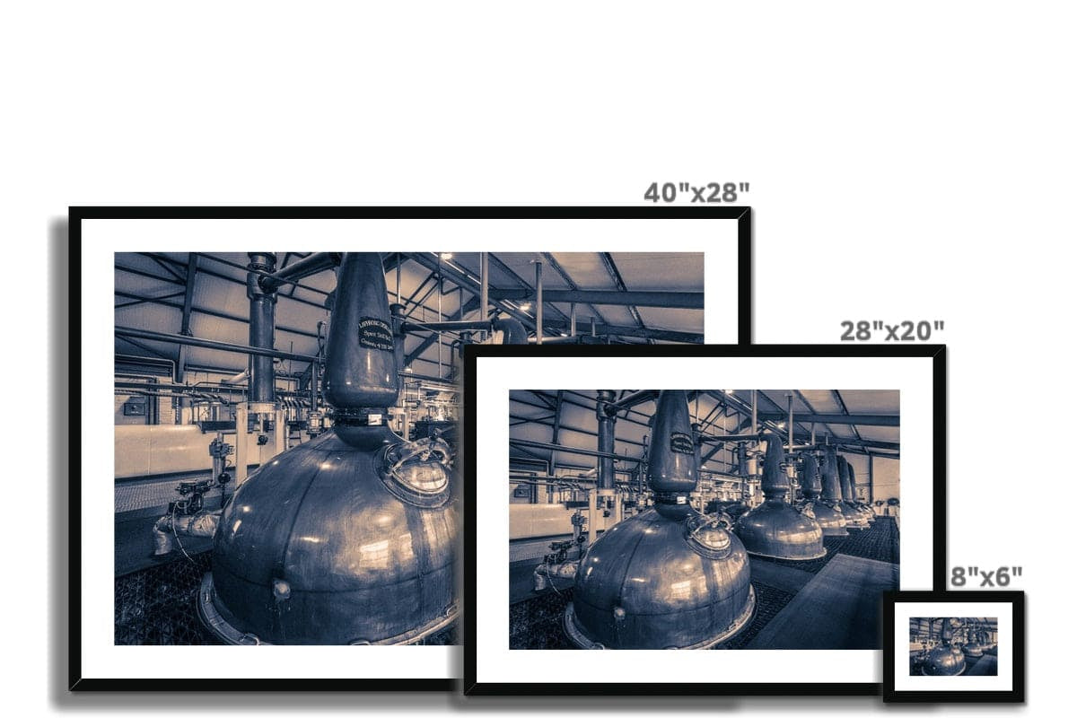 Spirit and Wash Stills Laphroaig Distillery Purple Toned Framed & Mounted Print by Wandering Spirits Global