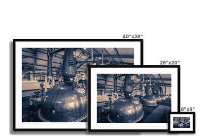 Spirit and Wash Stills Laphroaig Distillery Purple Toned Framed & Mounted Print by Wandering Spirits Global