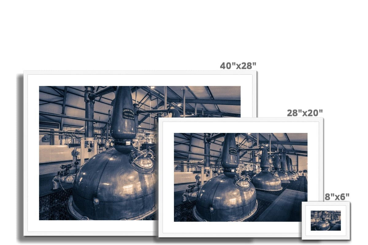 Spirit and Wash Stills Laphroaig Distillery Purple Toned Framed & Mounted Print by Wandering Spirits Global