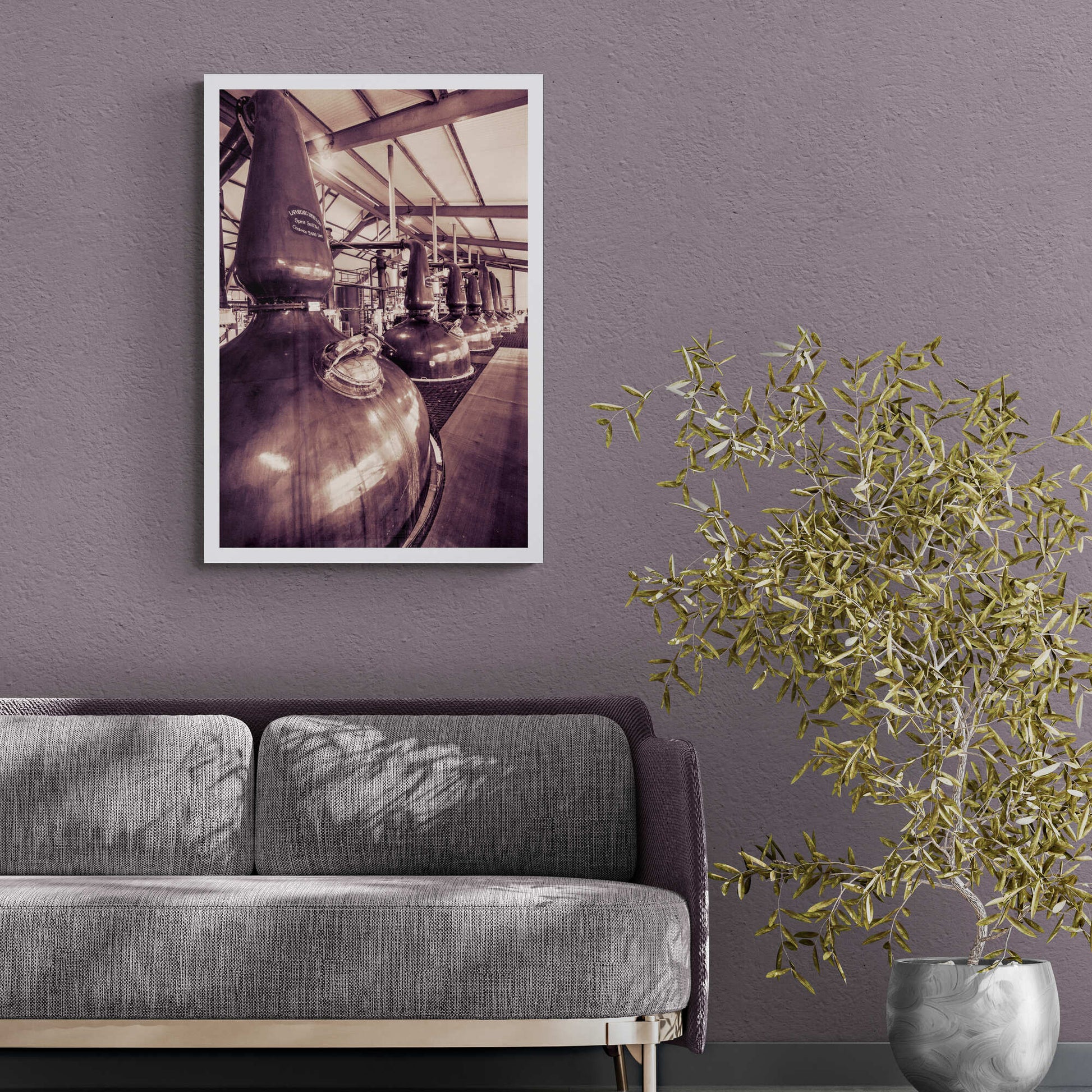 Spirit and Wash Stills Laphroaig Distillery Sepia Toned Hahnemühle Photo Rag Print by Wandering Spirits Global