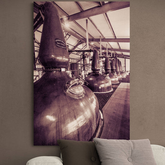Spirit and Wash Stills Laphroaig Sepia Premium Canvas 28"x40" / White Wrap