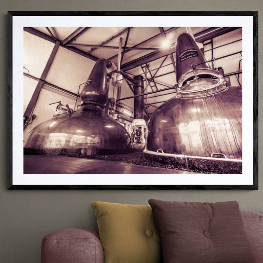 Spirit Stills No 1 and No 2 Laphroaig Framed & Mounted Print 40"x28" / Black Frame