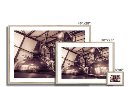 Spirit Stills No 1 and No 2 Laphroaig Framed & Mounted Print 8"x6" / Natural Frame by Wandering Spirits Global