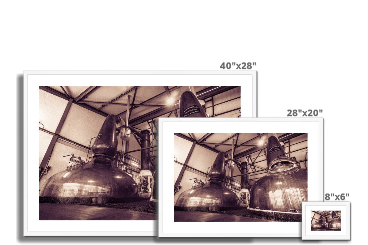 Spirit Stills No 1 and No 2 Laphroaig Framed & Mounted Print 8"x6" / White Frame by Wandering Spirits Global