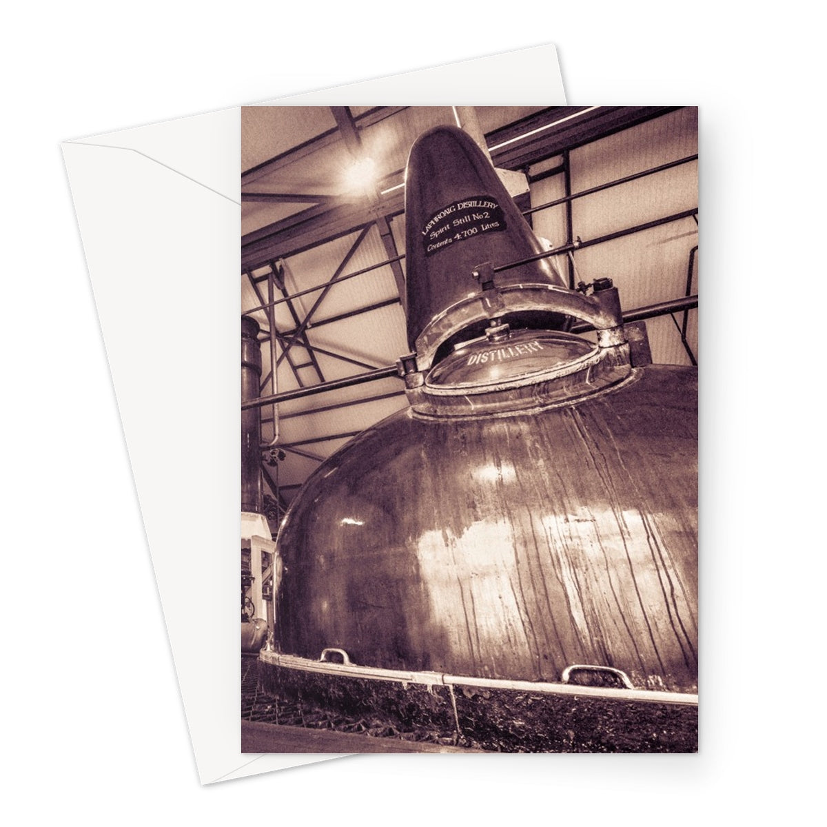 Spirit Stills No 1 and No 2 Laphroaig Greeting Card A5 Portrait / 1 Card by Wandering Spirits Global
