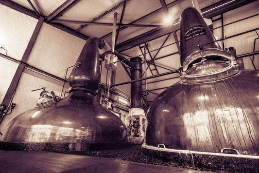 Spirit Stills No 1 and No 2 Laphroaig Photo Rag Print by Wandering Spirits Global