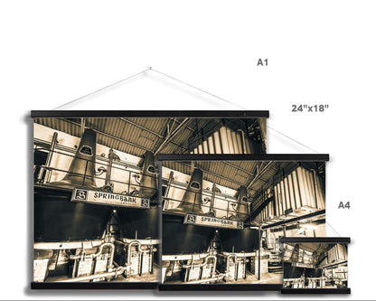 Springbank Distillery Black and White Fine Art Print with Hanger
