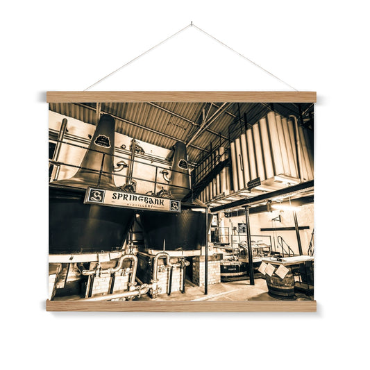Springbank Distillery Black and White Fine Art Print with Hanger 24"x18" / Natural Frame