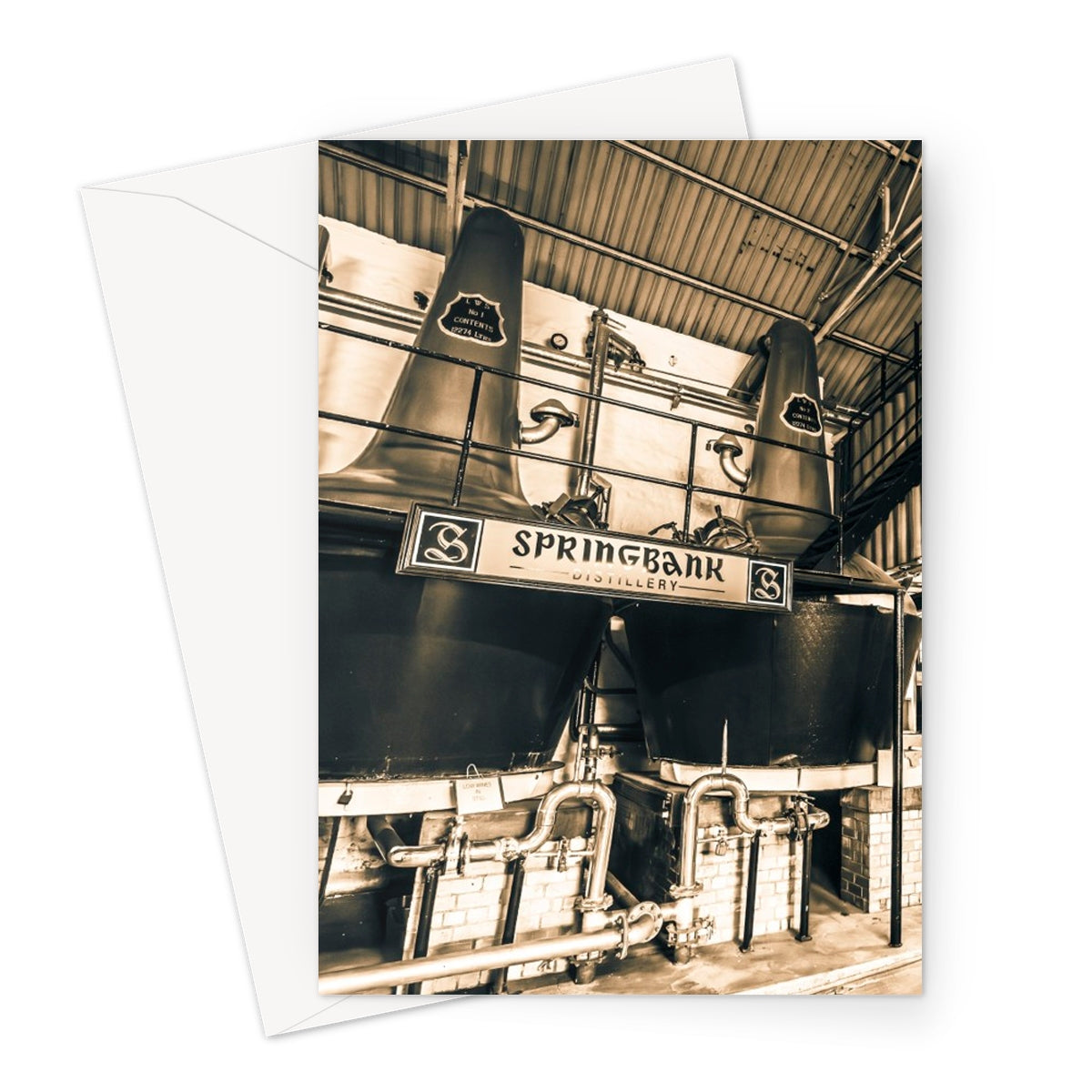 Springbank Distillery Black and White Greeting Card