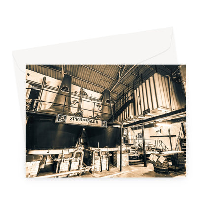 Springbank Distillery Black and White Greeting Card A5 Landscape / 10 Cards
