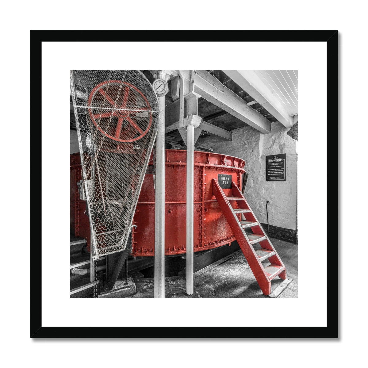 Springbank Distillery Mash Tun Framed & Mounted Print 20"x20" / Black Frame