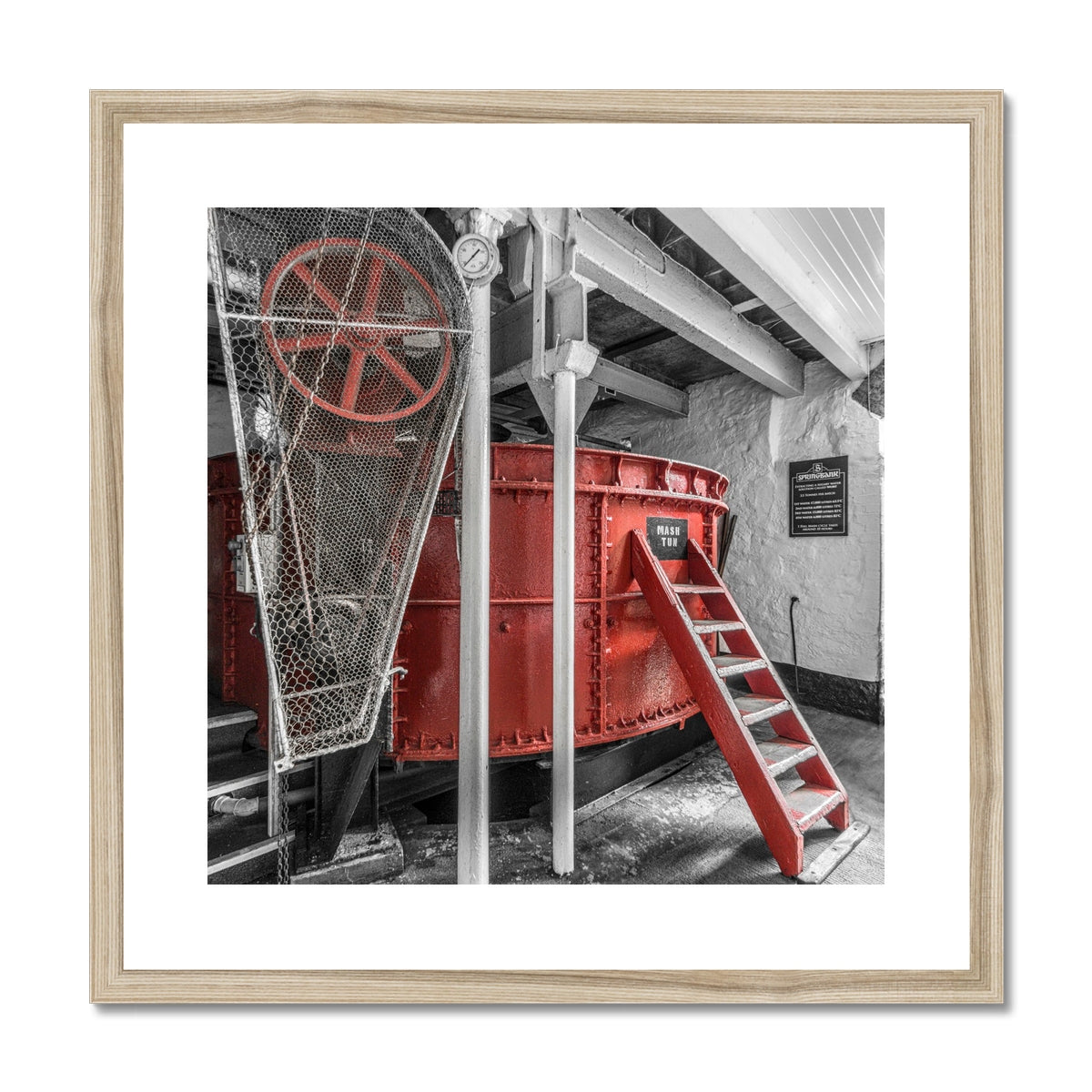 Springbank Distillery Mash Tun Framed & Mounted Print 20"x20" / Natural Frame