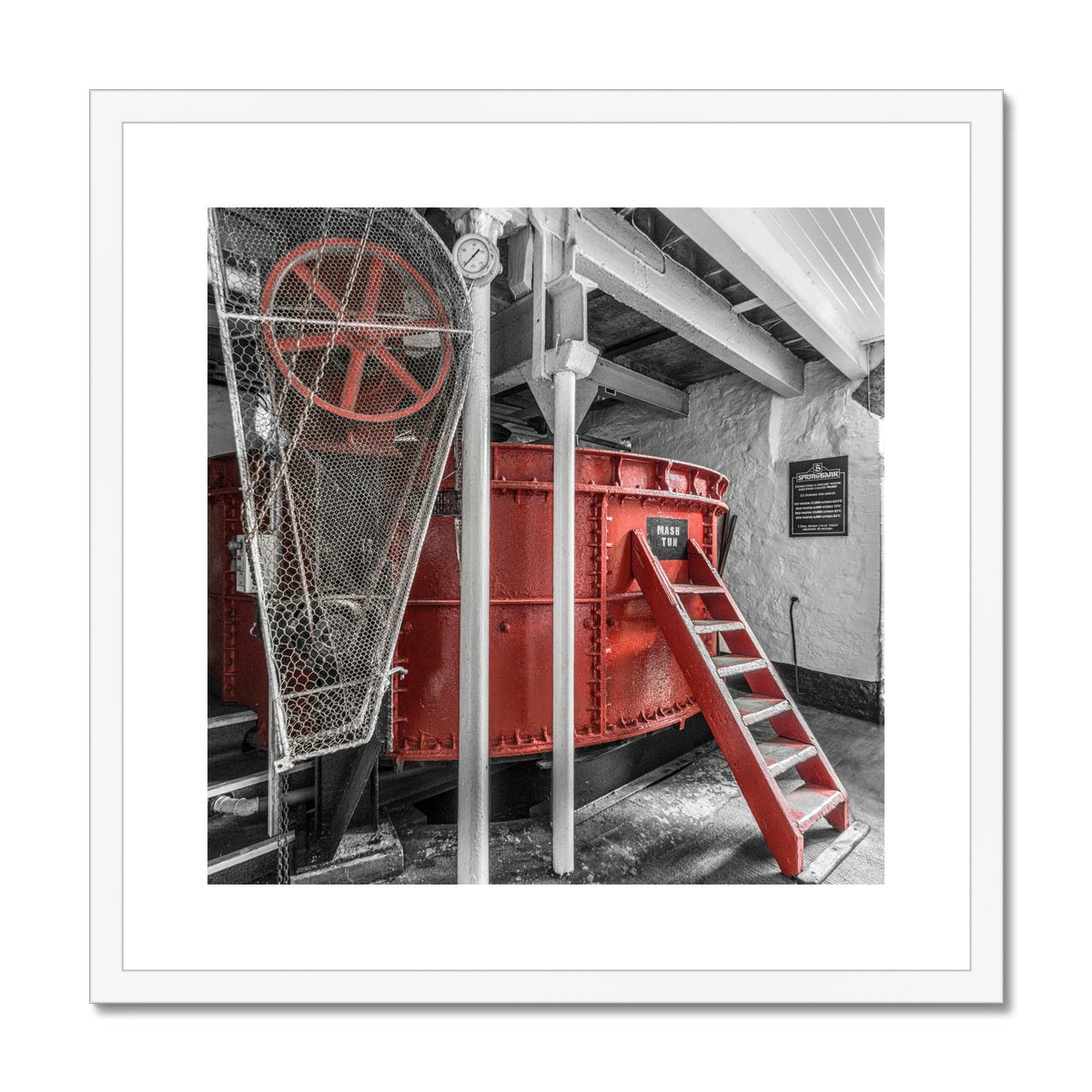 Springbank Distillery Mash Tun Framed & Mounted Print 20"x20" / White Frame