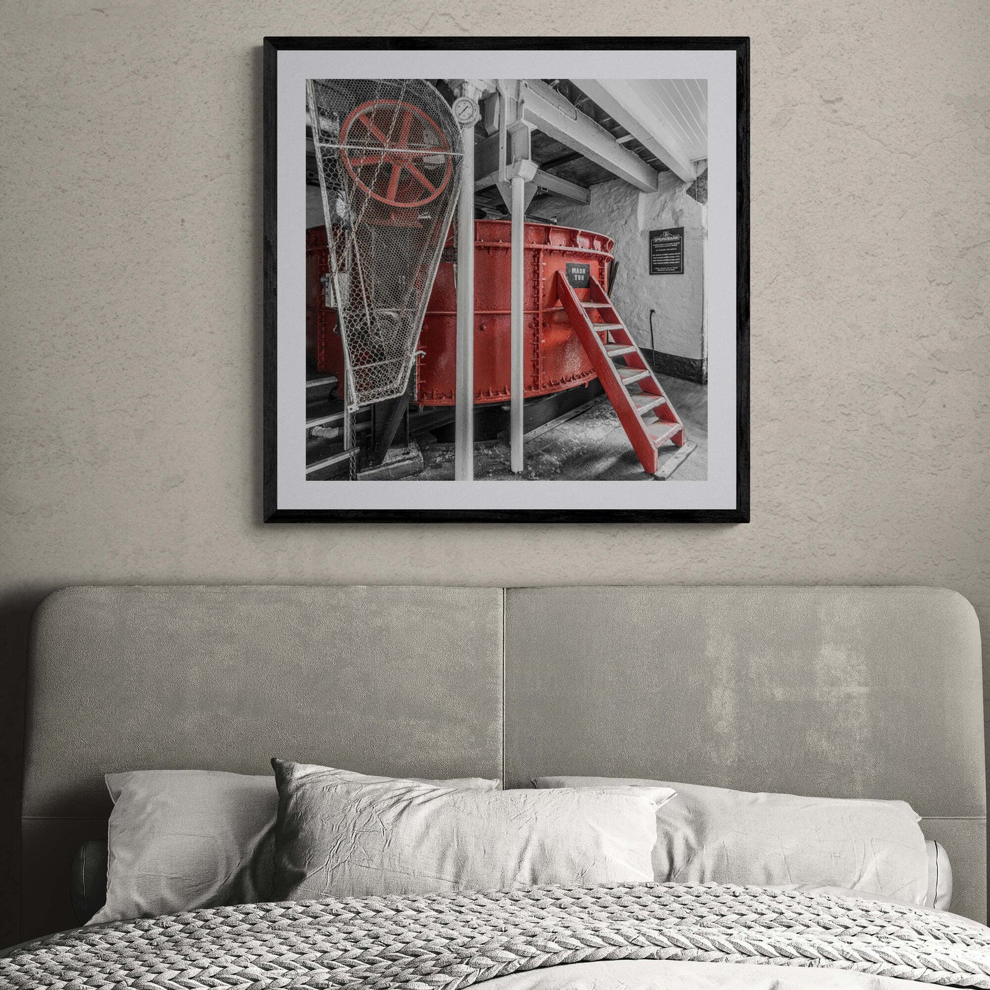 Springbank Distillery Mash Tun Framed & Mounted Print 28"x28" / Black Frame