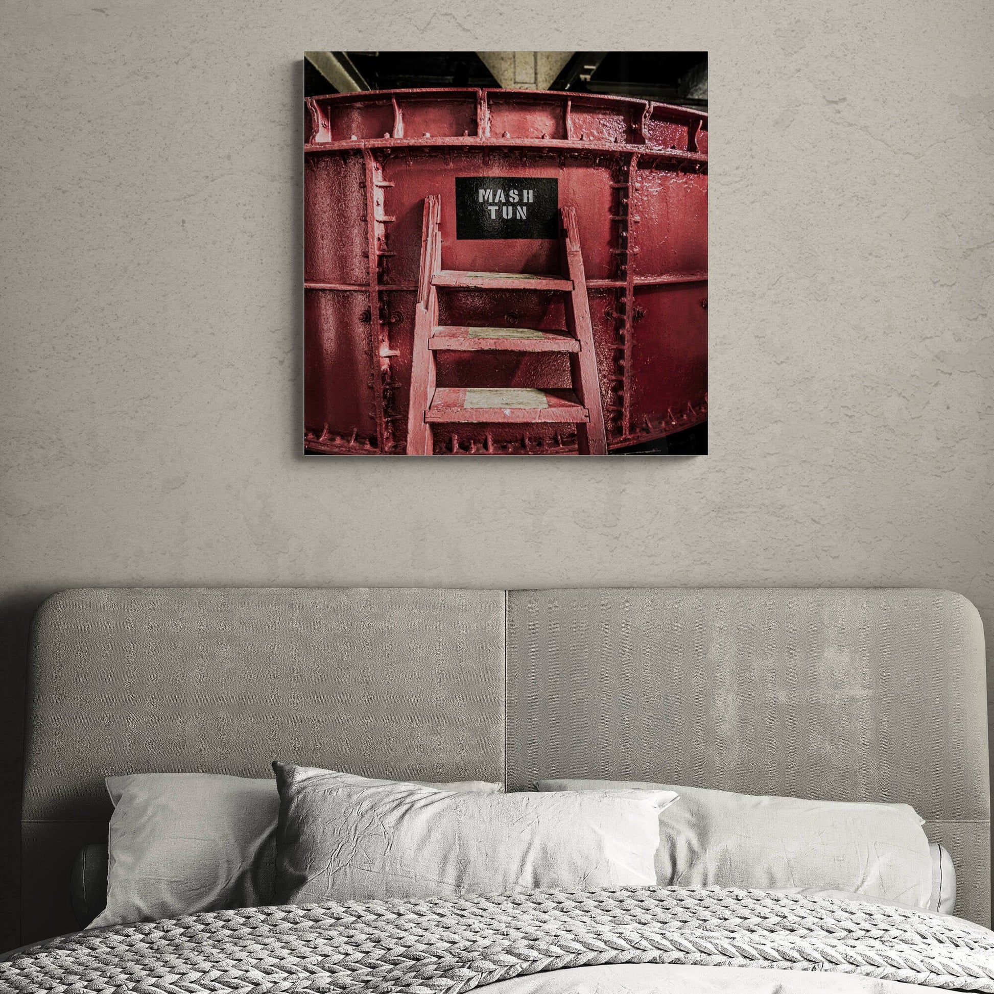 Springbank Mash Tun Close Up Canvas 28"x28" / White Wrap