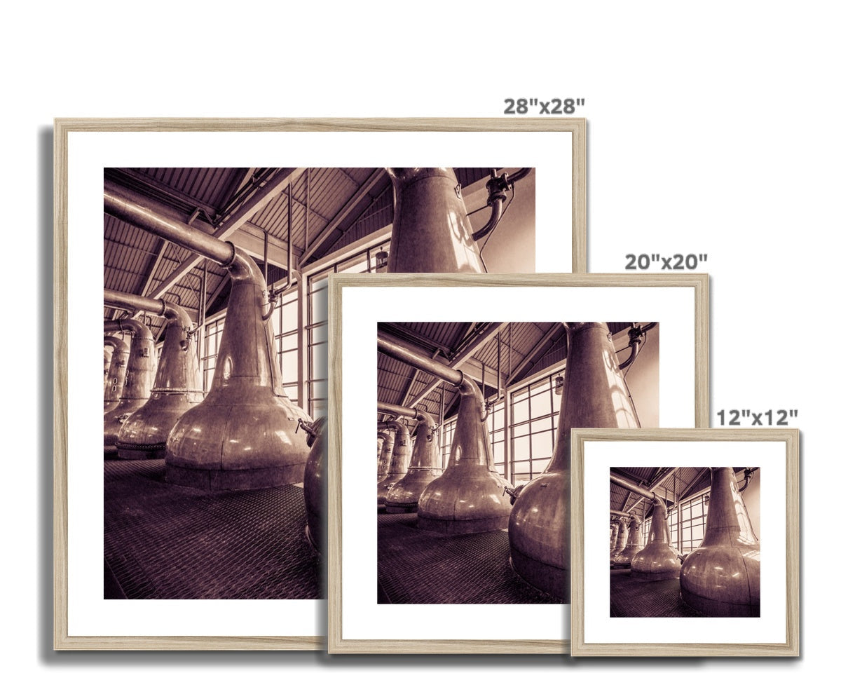 Still Squadron Caol Ila Sepia Toned Framed & Mounted Print 12"x12" / Natural Frame by Wandering Spirits Global