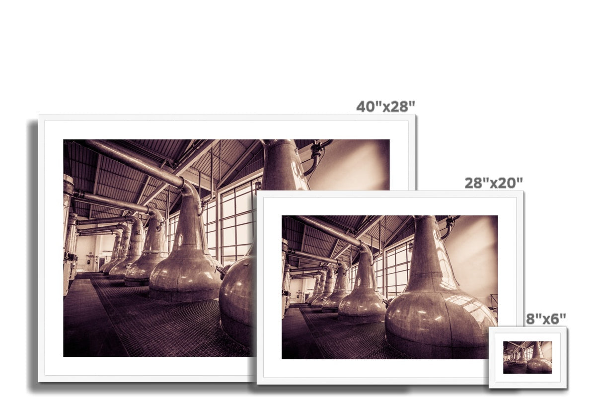 Still Squadron Caol Ila Sepia Toned Framed & Mounted Print 8"x6" / White Frame by Wandering Spirits Global