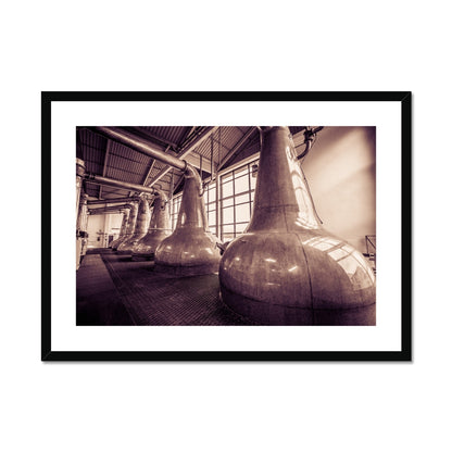 Still Squadron Caol Ila Sepia Toned Framed & Mounted Print A4 Landscape / Black Frame by Wandering Spirits Global