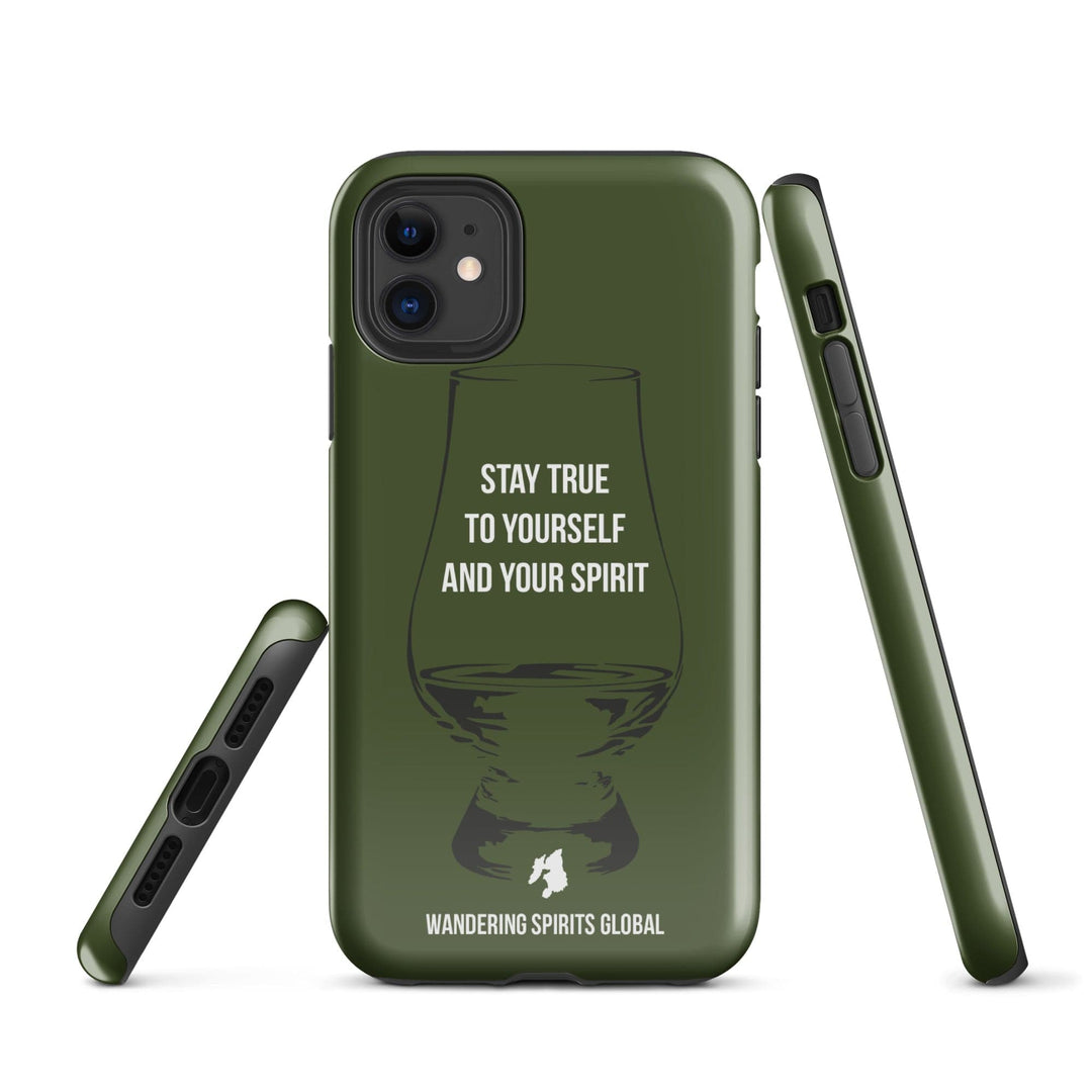 Stay True To Yourself And Your Spirit (Green) Tough Case for iPhone Glossy / iPhone 11 by Wandering Spirits Global