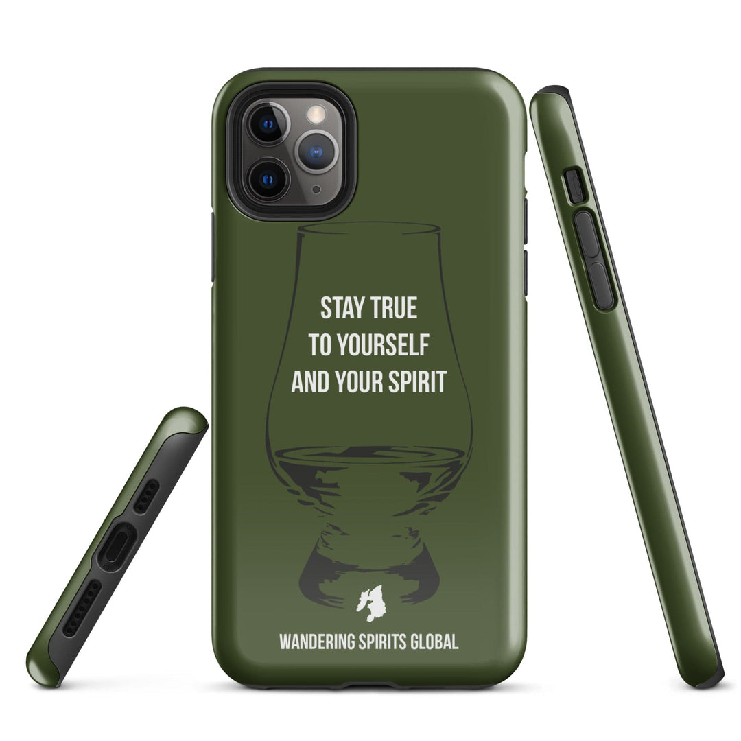 Stay True To Yourself And Your Spirit (Green) Tough Case for iPhone Glossy / iPhone 11 Pro Max by Wandering Spirits Global