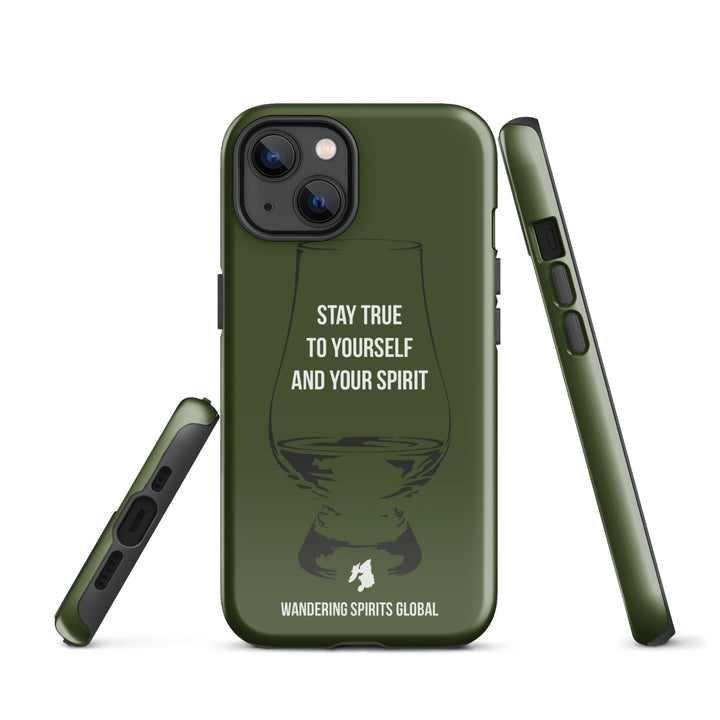 Stay True To Yourself And Your Spirit (Green) Tough Case for iPhone Glossy / iPhone 13 by Wandering Spirits Global