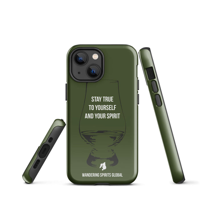 Stay True To Yourself And Your Spirit (Green) Tough Case for iPhone Glossy / iPhone 13 mini by Wandering Spirits Global