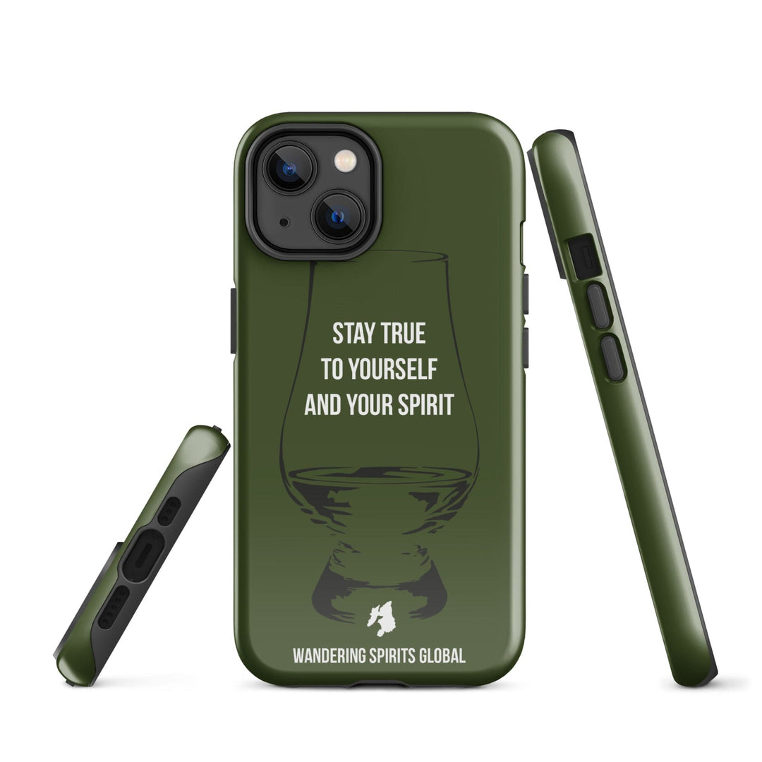 Stay True To Yourself And Your Spirit (Green) Tough Case for iPhone® Glossy / iPhone 14 by Wandering Spirits Global