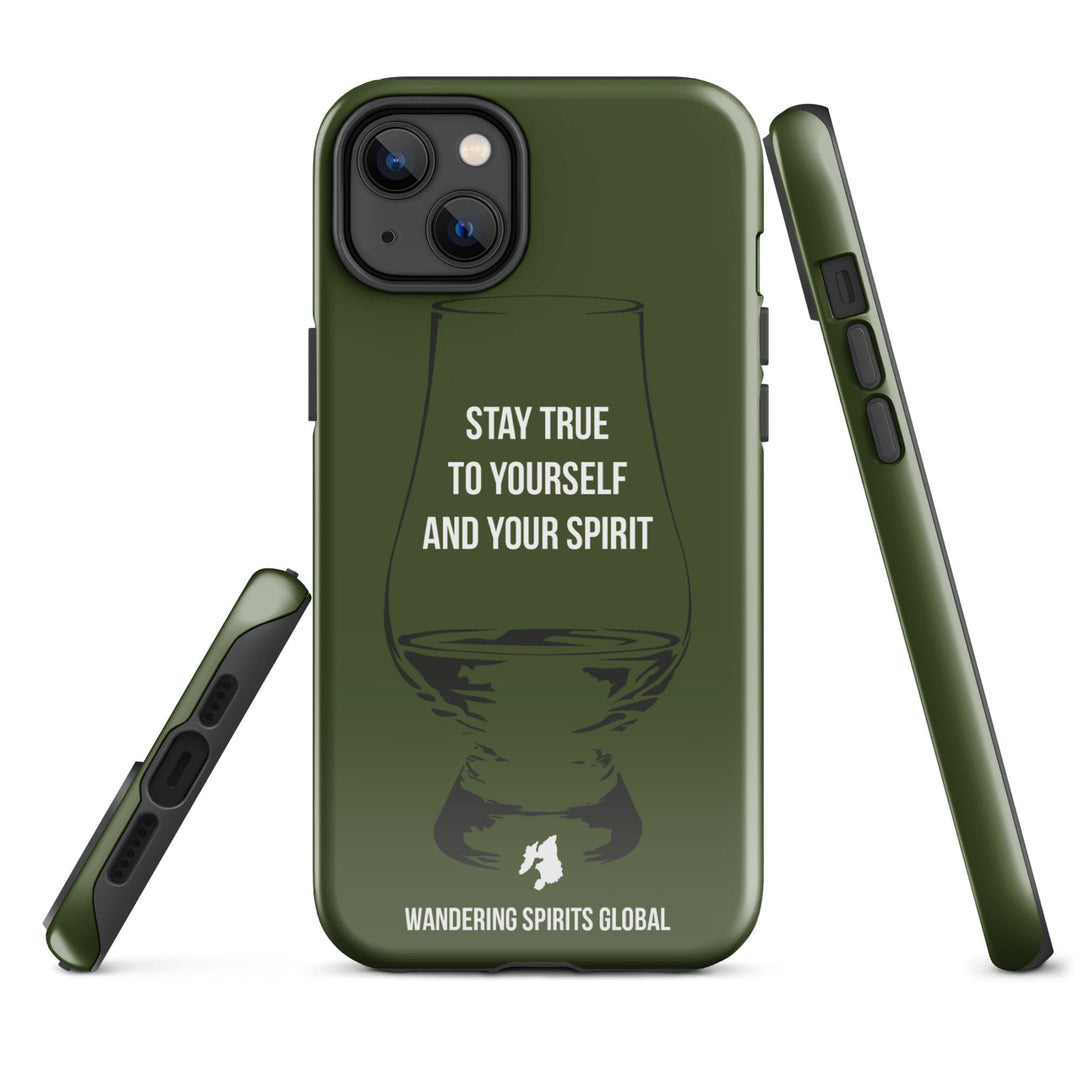 Stay True To Yourself And Your Spirit (Green) Tough Case for iPhone Glossy / iPhone 14 Plus by Wandering Spirits Global