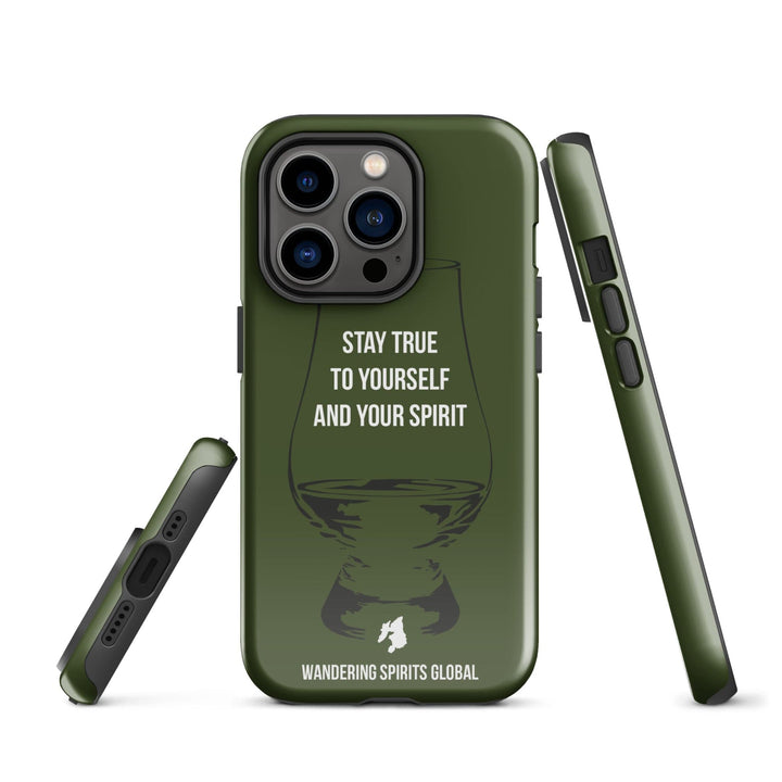 Stay True To Yourself And Your Spirit (Green) Tough Case for iPhone® Glossy / iPhone 14 Pro by Wandering Spirits Global