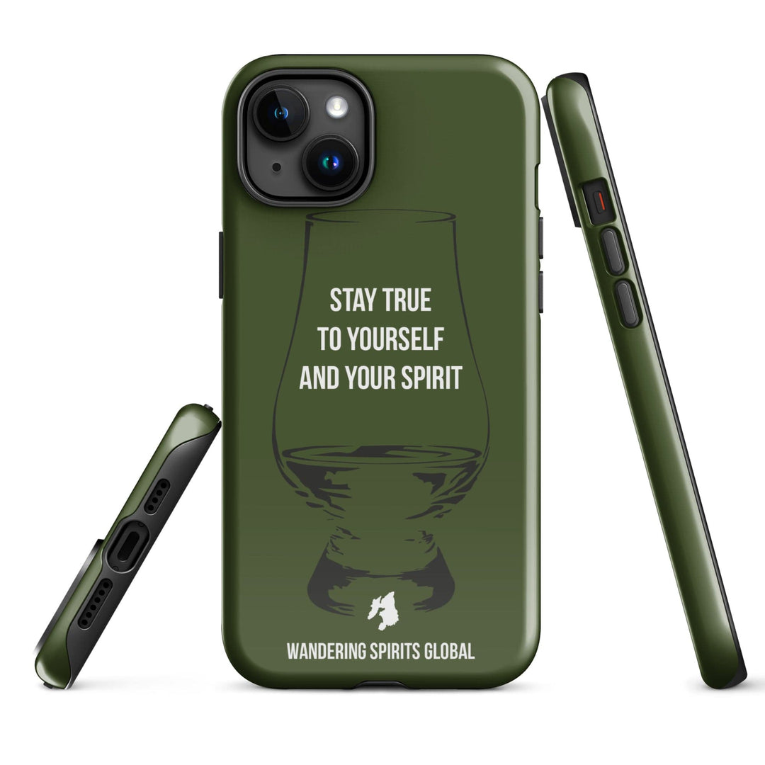 Stay True To Yourself And Your Spirit (Green) Tough Case for iPhone Glossy / iPhone 15 Plus by Wandering Spirits Global